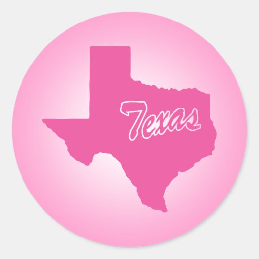 Roze State Texas Classic Round Sticker (Voorkant)