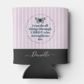 Roze staven van de Bijbel Verse Butterfly Naam Blikjeskoeler (Achterkant)