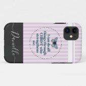 Roze staven van de Bijbel Verse Butterfly Naam Case-Mate iPhone Case (Achterkant (horizontaal))