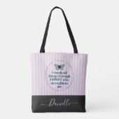 Roze staven van de Bijbel Verse Butterfly Naam Tote Bag (Achterkant)