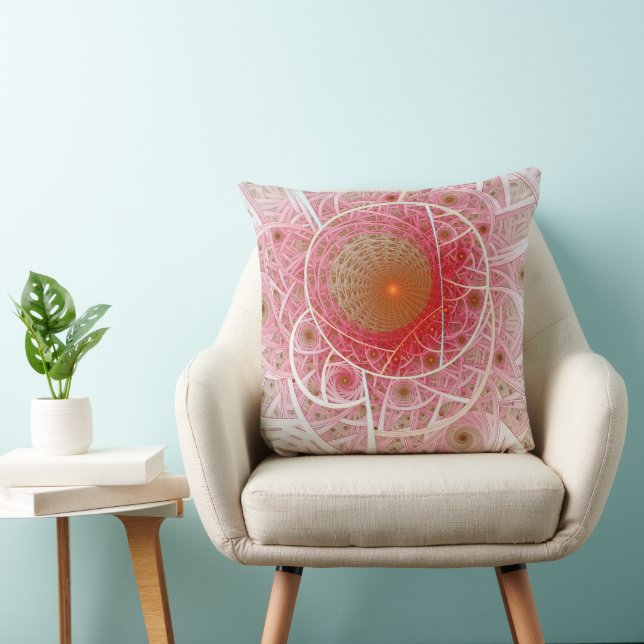 Roze Steampunk Abstract Kussen (Stoel)