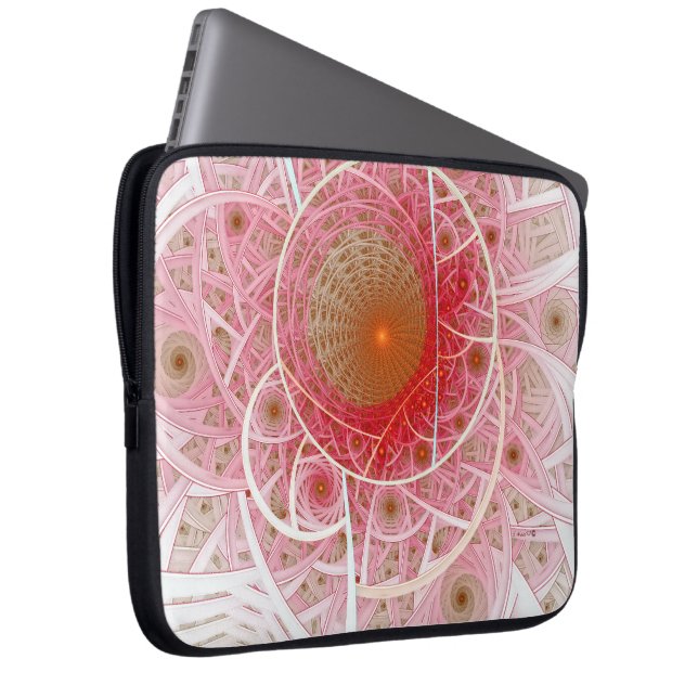 Roze Steampunk Abstract Laptop Sleeve (Voorkant Rechts)