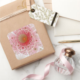 Roze Steampunk Abstract Vierkante Sticker