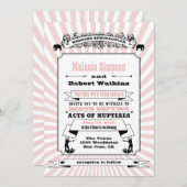 Roze Steampunk Circus Uitnodiging - Basispapier (Voorkant / Achterkant)