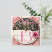Roze Steampunk Party Kaart (Staand voorkant)