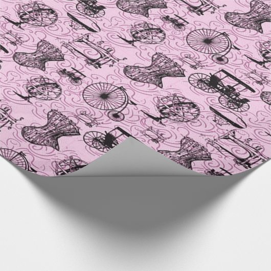 Roze Steampunk Patroonverlooppapier Cadeaupapier (Hoek)