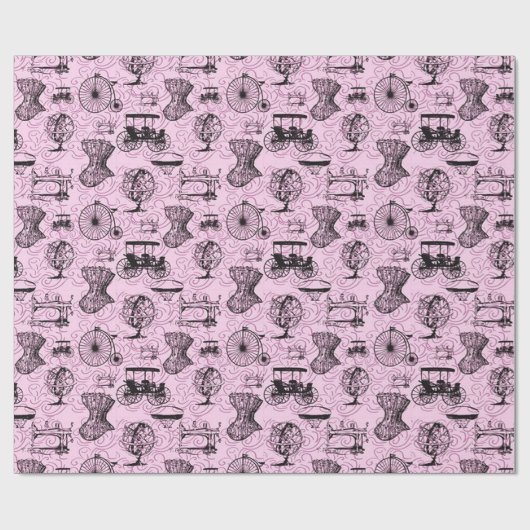 Roze Steampunk Patroonverlooppapier Cadeaupapier (Vlak)