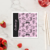 Roze Steampunk Pattern Napkins Servet (Insitu)