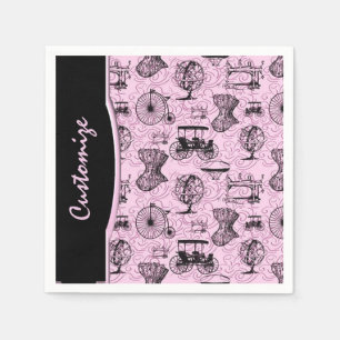 Roze Steampunk Pattern Napkins Servet