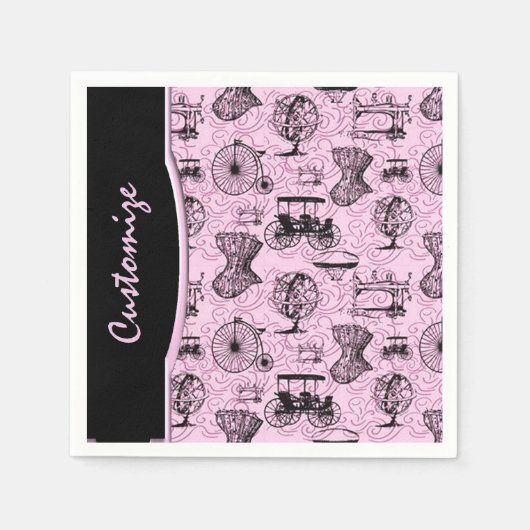 Roze Steampunk Pattern Napkins Servet (Voorkant)