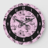 Roze Steampunk Pattern Wall klok (Voorkant)