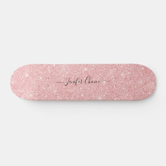 Roze steen Glitter Custom Name Skateboard (Horizontaal)