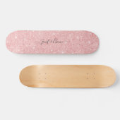 Roze steen Glitter Custom Name Skateboard (Horizontaal)
