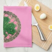 Roze steen op Keltische Knots Kitchen Towel Theedoek (Quarter Fold)