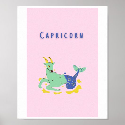 Roze Steenbok, sterrenbeeld, sterrenprint Poster (Voorkant)