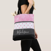 Roze steenkoolpokken blokstrips tote bag (Dichtbij)