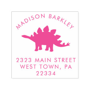 Roze Stegosaurus Dinosaur Leuk Kind Retouradres Zelfinktende Stempel