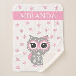 Roze stekel Little Owl Baby Girl Sherpa Blanket Deken