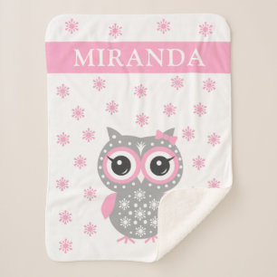 Roze stekel Little Owl Baby Girl Sherpa Blanket Sherpa Deken