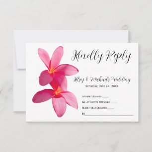Roze stekelbaars, tropisch, Floral, RSVP Bedankkaart