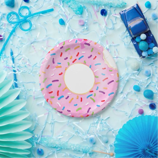 Roze stekelrok Donut Pool Float Papieren Bordje (Feest)