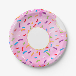 Roze stekelrok Donut Pool Float Papieren Bordje