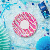 Roze stekelrok Donut Pool Float Papieren Bordje (Feest)