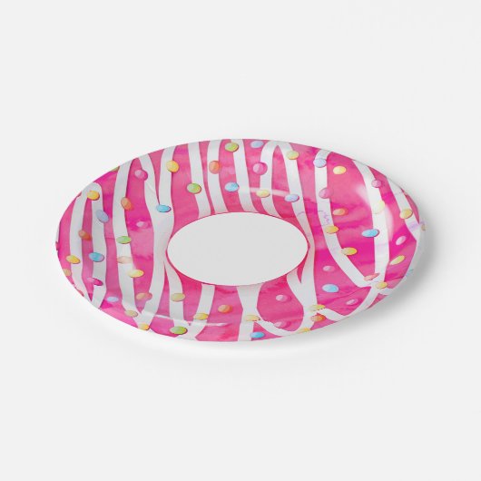 Roze stekelrok Donut Pool Float Papieren Bordje (Gekanteld)