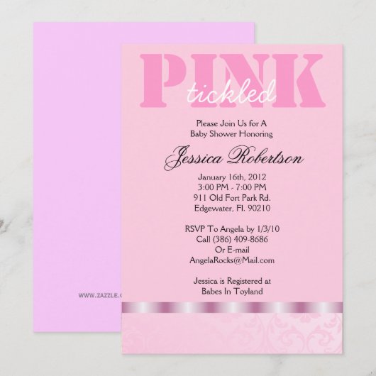 Roze, stekelroze, babymeisjesschoeisel kaart (Voorkant / Achterkant)