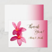 Roze stekelstokbloemen op Roze, Floral, Weddenscha Bedankkaart (Voorkant / Achterkant)