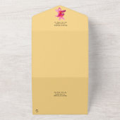 Roze stekelstokbloemen, tropisch, Floral Wedding All In One Uitnodiging (Buitenkant)