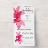 Roze stekelstokbloemen, tropisch, Floral Wedding All In One Uitnodiging (Binnen)
