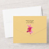 Roze stekelstokbloemen, tropisch, Floral Wedding All In One Uitnodiging (Achterkant)