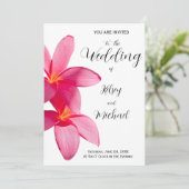 Roze stekelstokbloemen, tropisch, Floral Wedding Kaart (Staand voorkant)