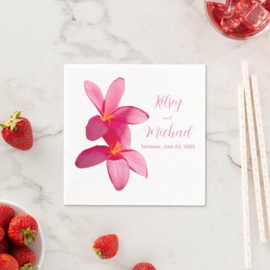 Roze stekelstokbloemen, tropisch, Floral Wedding, Servet (Insitu)