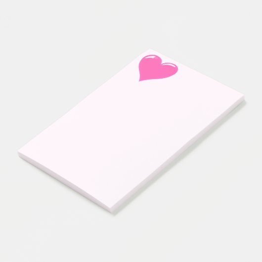 Roze stekende noot bij het hart post-it® notes (Schuin)