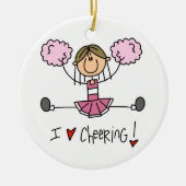 Roze stekker Afbeelding Cheerleader T-shirts en ca Keramisch Ornament (Voorkant)
