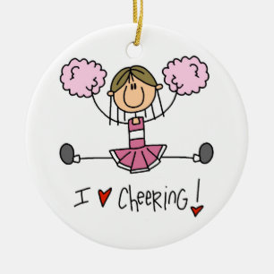 Roze stekker Afbeelding Cheerleader T-shirts en ca Keramisch Ornament