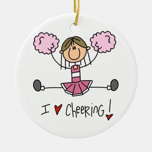 Roze stekker Afbeelding Cheerleader T-shirts en ca Keramisch Ornament (Voorkant)