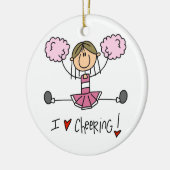 Roze stekker Afbeelding Cheerleader T-shirts en ca Keramisch Ornament (Links)