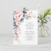 Roze stellen Baby shower Floral Blue Modern Kaart (Staand voorkant)