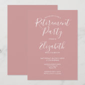 Roze stelpotige Roos met legante Script Retirement Kaart (Voorkant / Achterkant)