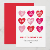 Roze stembiljetten op hartsachtige valentijnsdag feestdagenkaart (Voorkant / Achterkant)