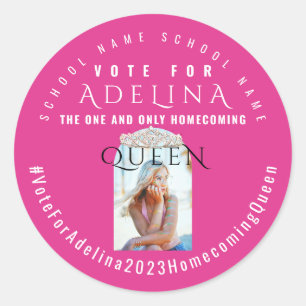 Roze Stemming Homecoming Koningin Roze HOCO Foto Ronde Sticker