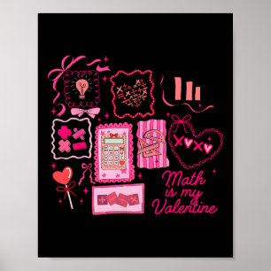 Roze stempel Wiskunde is mijn Valentijnsdag Wiskun Poster