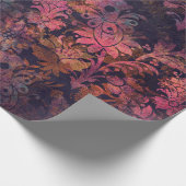 Roze Stencil Flowers op Donker Cadeaupapier (Hoek)