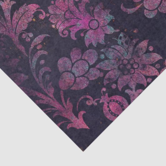 Roze Stencil Flowers op donkere ontkoppeling Tissuepapier (Detail)