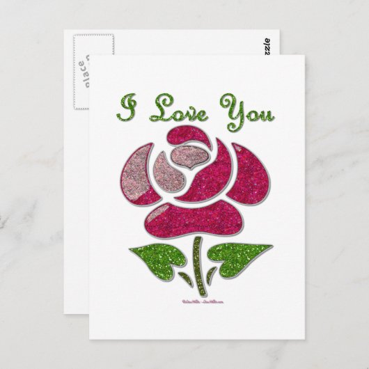 Roze Stencil Roos waar ik van hou Briefkaart (Voorkant / Achterkant)