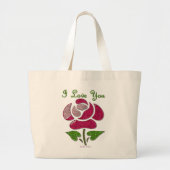 Roze Stencil Roos waar ik van hou Grote Tote Bag (Voorkant)