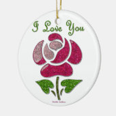 Roze Stencil Roos waar ik van hou Keramisch Ornament (Links)